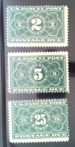 Scott #JQ2,3&5 - VG - Parcel Post stamps - MNH - Lot - 1912