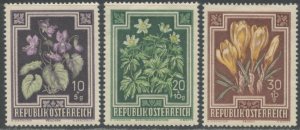 AUSTRIA Sc#B235-B237 1948 Flowers Short Set OG Mint Hinged with Thins