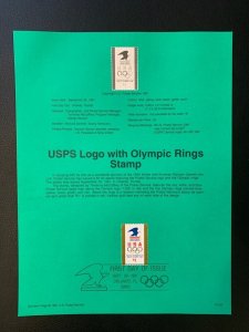 USPS Souvenir Page Scott 2539, 1991 logo with Olympic rings stamps