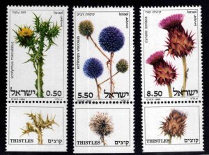 ISRAEL Scott 745-747 MNH**  Thistle stamp set with tab