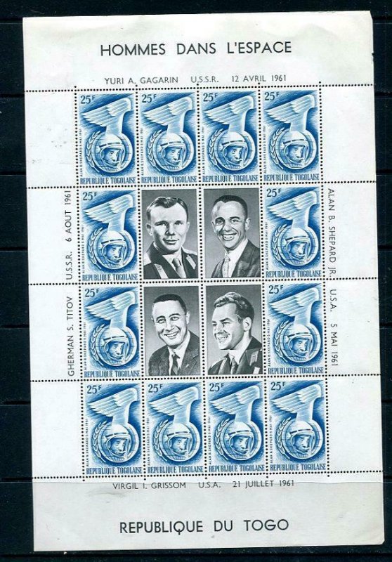 Togo 1962 First astronauts:Shepard Grissom  Gagarin  Titov 4 Sheets Space 10569
