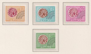 France  #1421-1424   MNH 1975  Gallic coin  precancelled