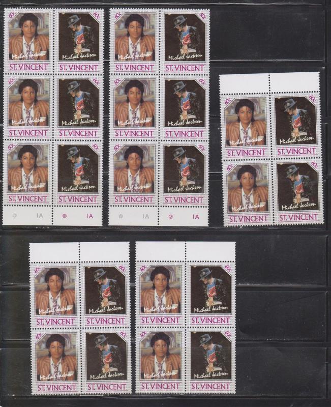 St Vincent Wholesale Lot Of MNH Michael Jackson Stamps Catalogue Value $105 +