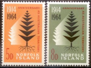 Norfolk Island 1964 SC# 66-7 MNH-OG E170