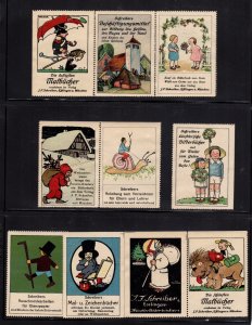 German Advertising Stamps - JF Schreiber Children's Bookstore, Group of 10