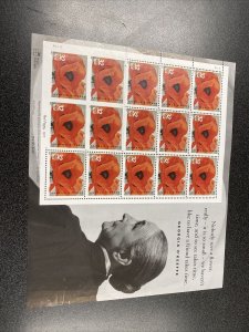 US 3069 Georgia O’Keeffe 32C Sheet Of 15 - Block Of 4 Missed Perforation