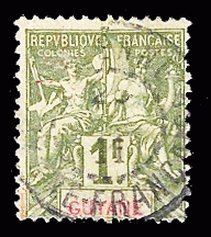 French Guiana 1892 Sc 49 Used VG