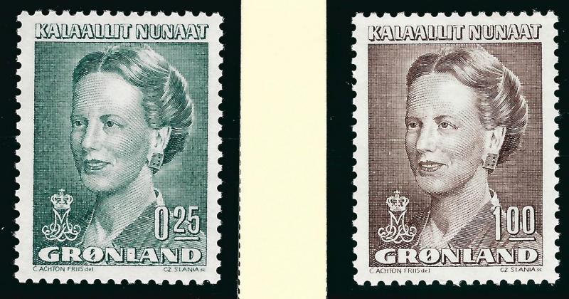 Nice Greenland #214, 217 Queen Margrethe MNH VF...Kalaallit is Hot now!