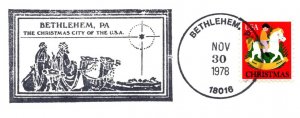 US SPECIAL PICTORIAL POSTMARK COVER BETHLEHEM PA THE CHRISTMAS CITY OF U.S.A.