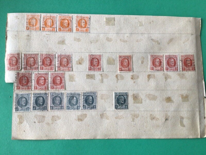 Belgium pre cancel stamps on 2 old album part pages Ref A8443