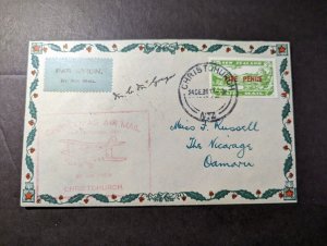 1931 New Zealand Special Christmas Eve Airmail Cover Christchurch to Oamaru
