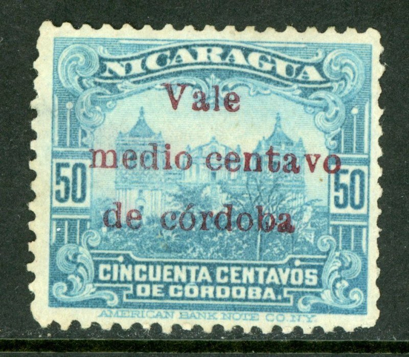 Nicaragua 1918 Cathedral Provisional ½¢/50¢ Scott 371 Mint M475