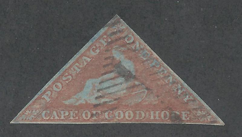 CAPE GOOD HOPE 1853 TRIANGLE 1D BLUED PAPER