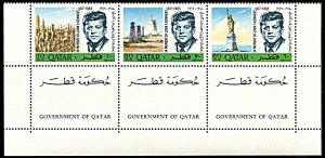 Qatar 102-102A, MNH, John F. Kennedy strips with border