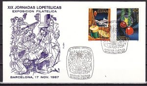 Spain, Scott cat. 2537-2538. Christmas and Music Instruments. First day cover. ^
