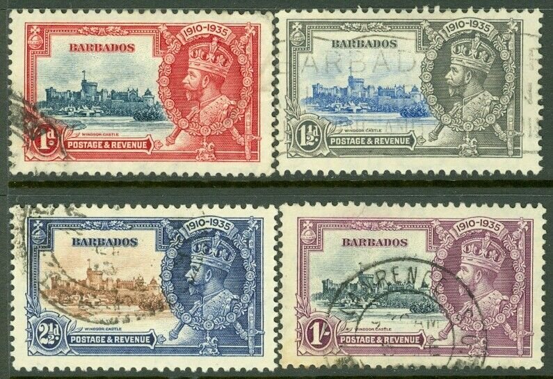 EDW1949SELL : BARBADOS 1935 Scott #186-89 Silver Jubilee VF, Used. Catalog $49.