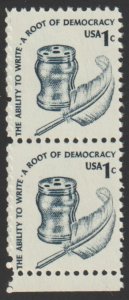 SC# 1581 - (1c) - Inkwell & Quill, Dull Gum - MNH Vertical Pair