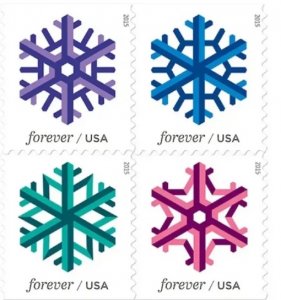 2015 Geometric Snowflakes Forever Stamps 5 Booklets 100pcs