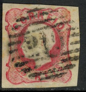 PORTUGAL 1862-1864 25r Rose King Luiz  Imperforate Sc 14 VFU