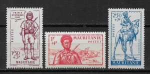 Mauritania 1941, Defense of the Empire, Sc # B13-B15, VF MNH**