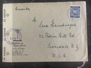 1947 Germany British Censored Cover to Scorsdale NY Usa