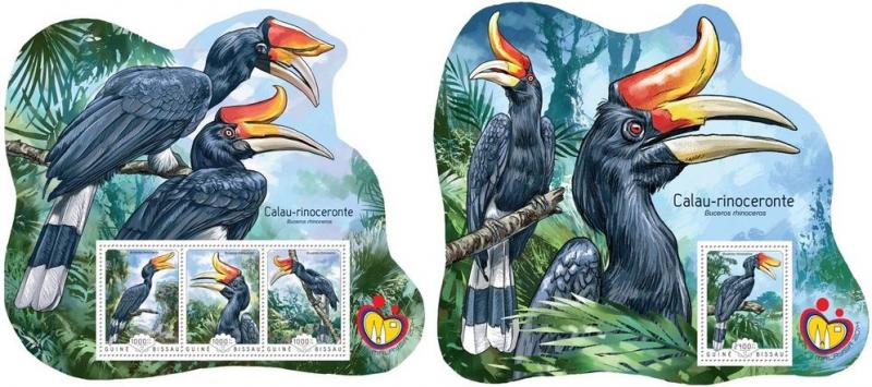 GUINEA BISSAU 2014 2 SHEETS gb14601ab HORNBILL BIRDS OISEAUX