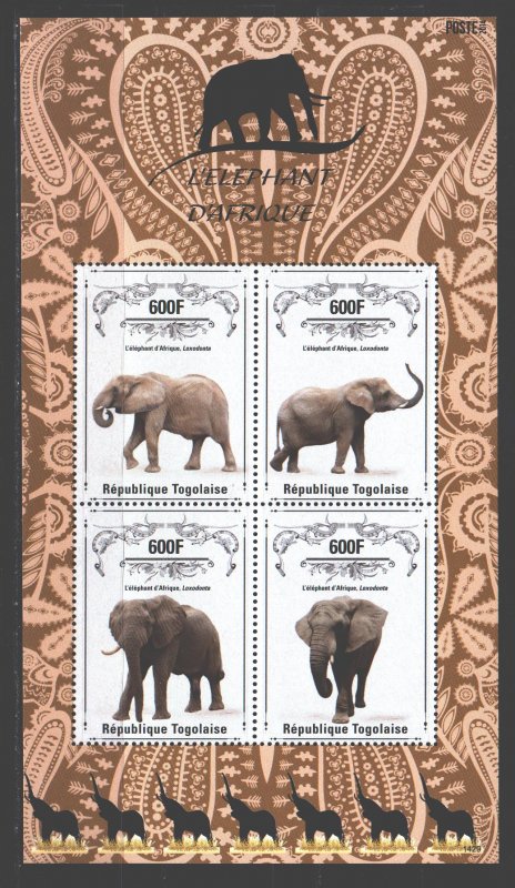 Togo. 2014. Elephants fauna. MNH.