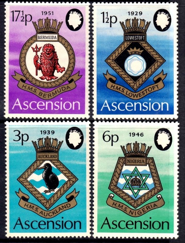 Ascension 1972 Royal Navy Crests Complete Mint MNH Set SG 154-157