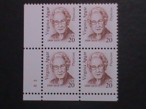 ​UNITED STATES 1994 SC#2179 VIRGINIA APGAR-PHYSICIAN-MNH IMPRINT PLATE  BLOCK-