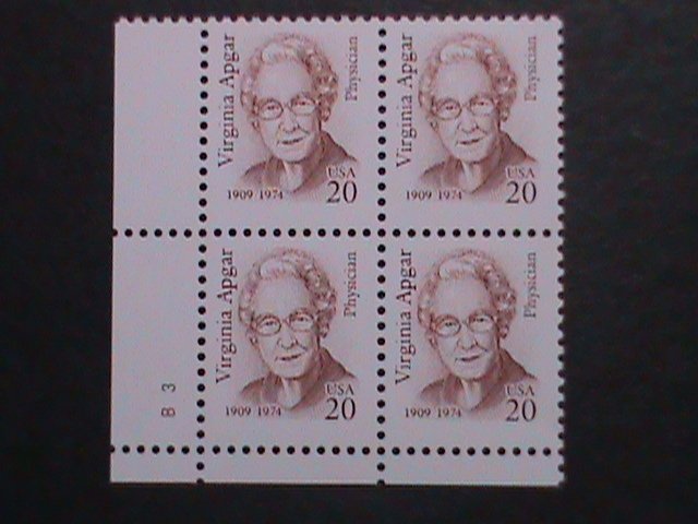 ​UNITED STATES 1994 SC#2179 VIRGINIA APGAR-PHYSICIAN-MNH IMPRINT PLATE  BLOCK-