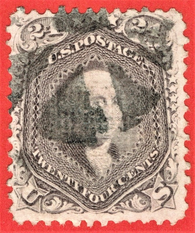 [mag012] USA 1869 24c gray lilac #99 used F-GRILL cv:$1,600 Expertise W.T.CROWE