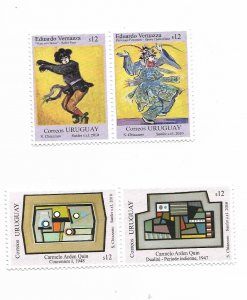 URUGUAY 2010 FINE ARTS PAINTINGS ARTIST MODERN ART SET OF 4 VALUES MINT NH