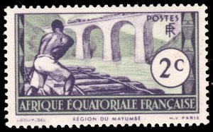 French Equatorial Africa #34  MNH - Logging on the Loeme River (1937)