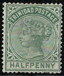 TRINIDAD 1883-94 1/2d DULL GREEN VFU SG106 Wmk.CROWN CA VGC