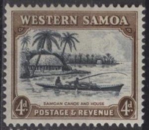 Samoa 170 (mvlh) 4p canoe & house, black brn & dk gray (1935)