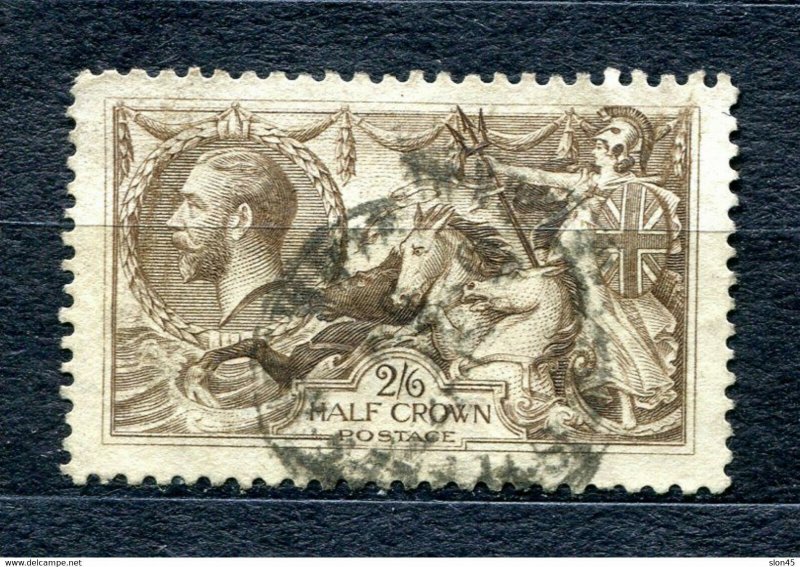 Great Britain 1919 Seahorse Sc 179 2sh6p Used 10921