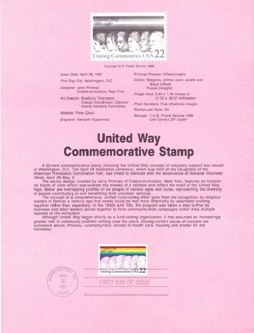 US SP781 United Way Souvenir Page #2275