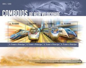 SAO TOME E PRINCIPE 2015 SHEET SPEED TRAINS st15407a