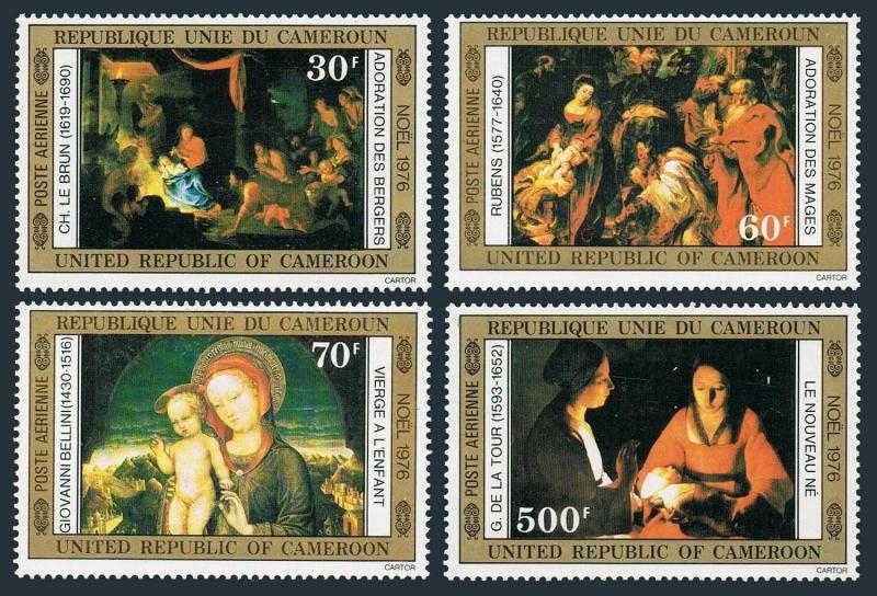 Cameroun C235-C238,MNH.Michel 828-831. Christmas 1976.Bellini,Le Brun,Rubens,