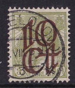 Netherlands  #119   used   1923  Wilhelmina  surcharge  10c on 3c