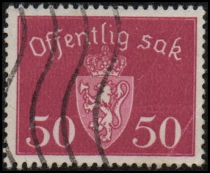 Norway O55 - Used - 50o Coat of Arms / Lion Rampant (1947)