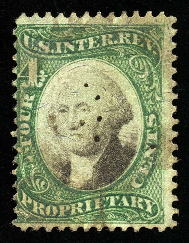 B220 U.S. Revenue Scott #RB4a 4-cent proprietary, indeterminate cancel