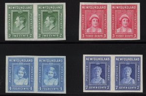 Newfoundland Sc #245a-248a (1938) 2c-7c Royal Family Imperf Pairs Mint VF NH