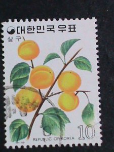 ​KOREA-1974 SC#893  COLORFUL BEAUTIFUL LOVELY APRICOTS  USED STAMP-VERY FINE