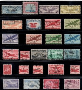 26 Different US Used Airmail issued between 1926 and 1949 , F-VF - I Combine S/H
