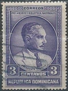 Dominican Republic 313 (used) 3c Pres. Trujillo, vio (1936)