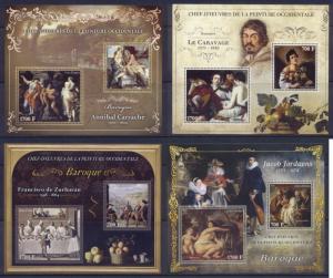 Masterpieces of Western Art Baroque Paintings Ivory Coast 15 MNH stamp sheets 