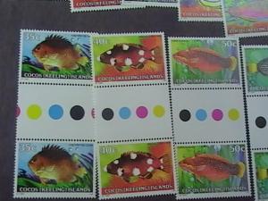 COCOS ISLANDS # 34-50-MNH-COMPLETE SET-TRAFFIC LIGHT/GUTTER PAIRS--FISH--1979(B)