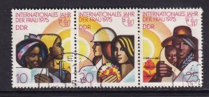 German Democratic Republic DDR  #1620-1622a used 1975 women`s year strip of 3