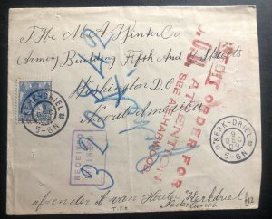 1909 Kerk Driel Netherlands Travel Post Office Cover To Washington DC USA